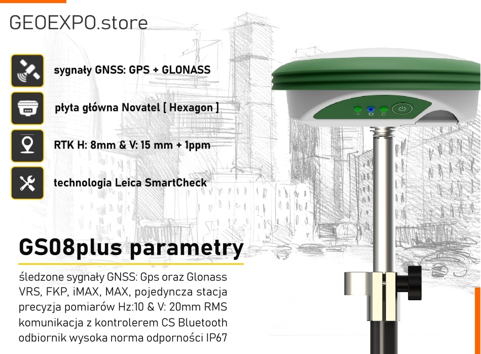 Odbiornik GNSS marki Leica model GS08Plus